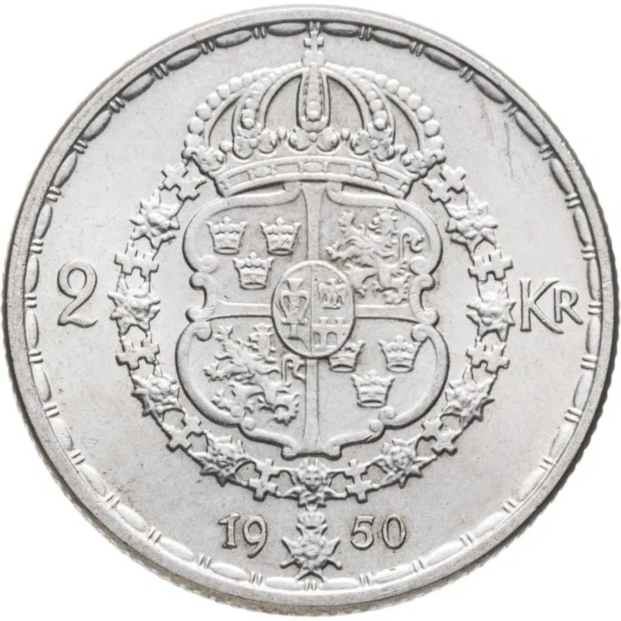 Швеция 2 кроны (kronor) 1950, реверс