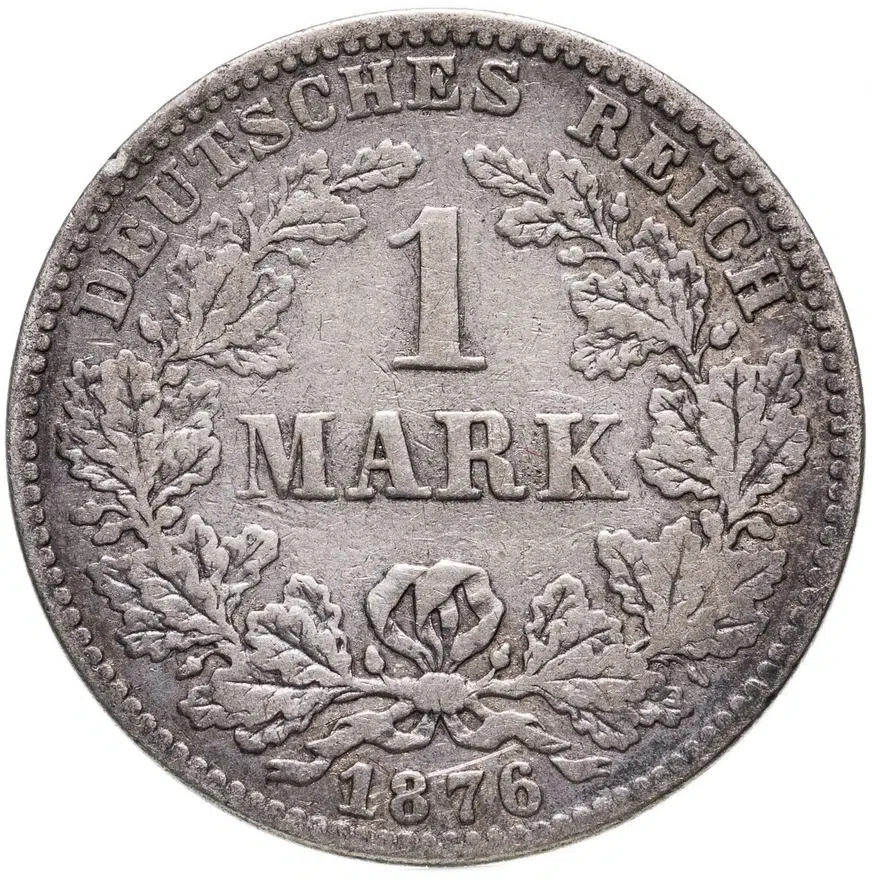 Германия 1 марка 1876 C знак монетного двора: "C" - Франкфурт-на-Майне