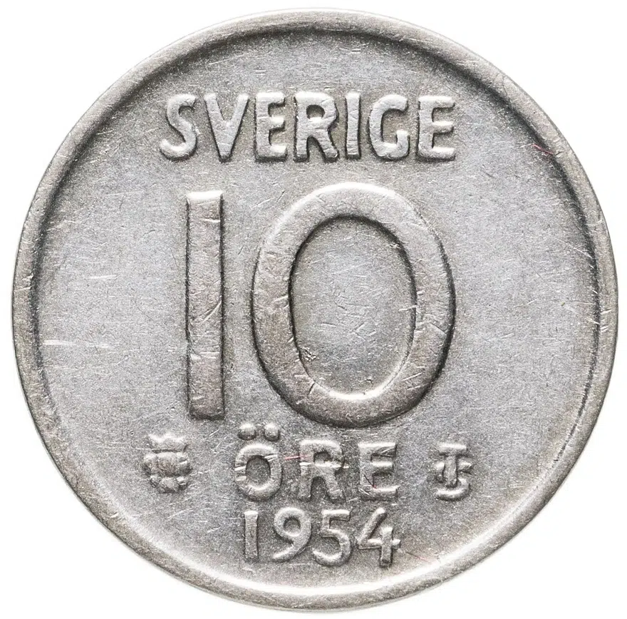 Швеция 10 эре (ore) 1954, аверс