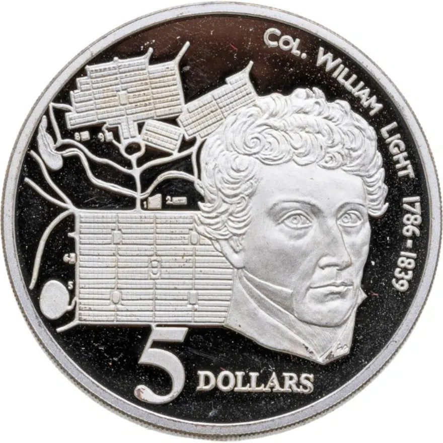 Австралия 5 долларов (dollars) 1995  Полковник Уильям Лайт, 1786-1839