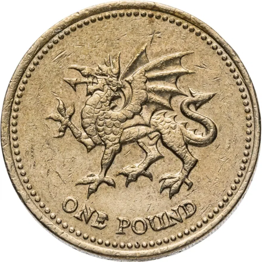 Великобритания 1 фунт (pound) 2000 Дракон, реверс