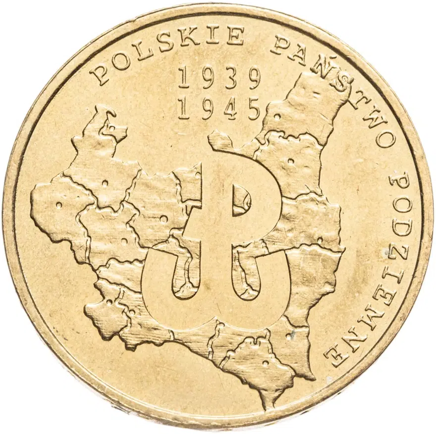 Польша 2 злотых (zlote) 2009  70 лет польскому подпольному движению, аверс