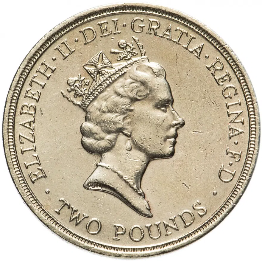 Великобритания 2 фунта (pounds) 1986 "XIII Игры Содружества", реверс