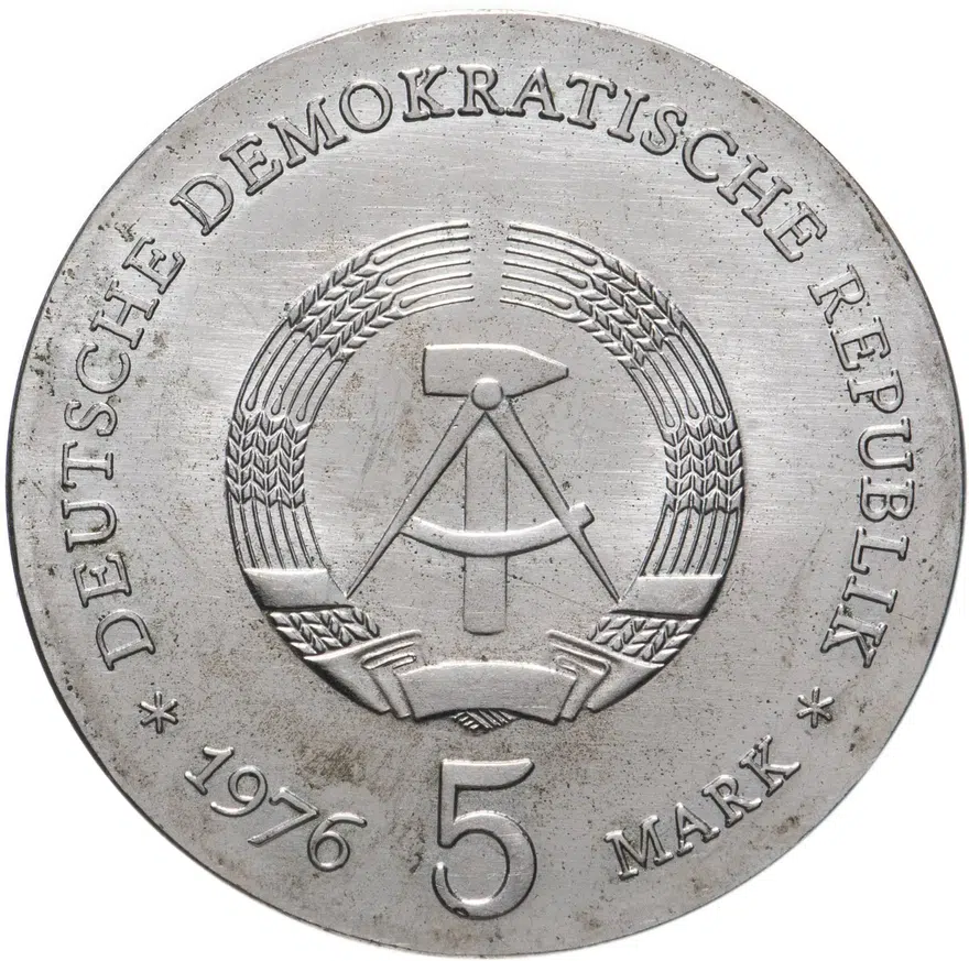 Германия (ГДР) 5 марок (mark) 1976  200 лет со дня рождения Фердинанда фон Шилля, реверс