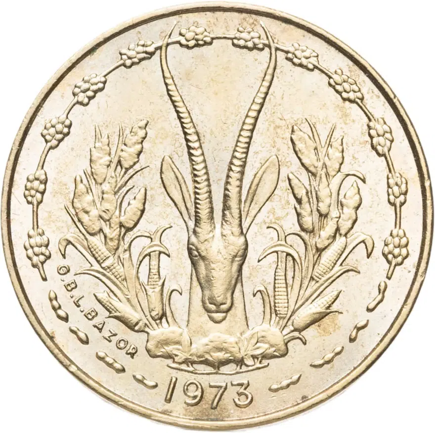 Западная Африка (BCEAO) 5 франков (francs) 1973, реверс