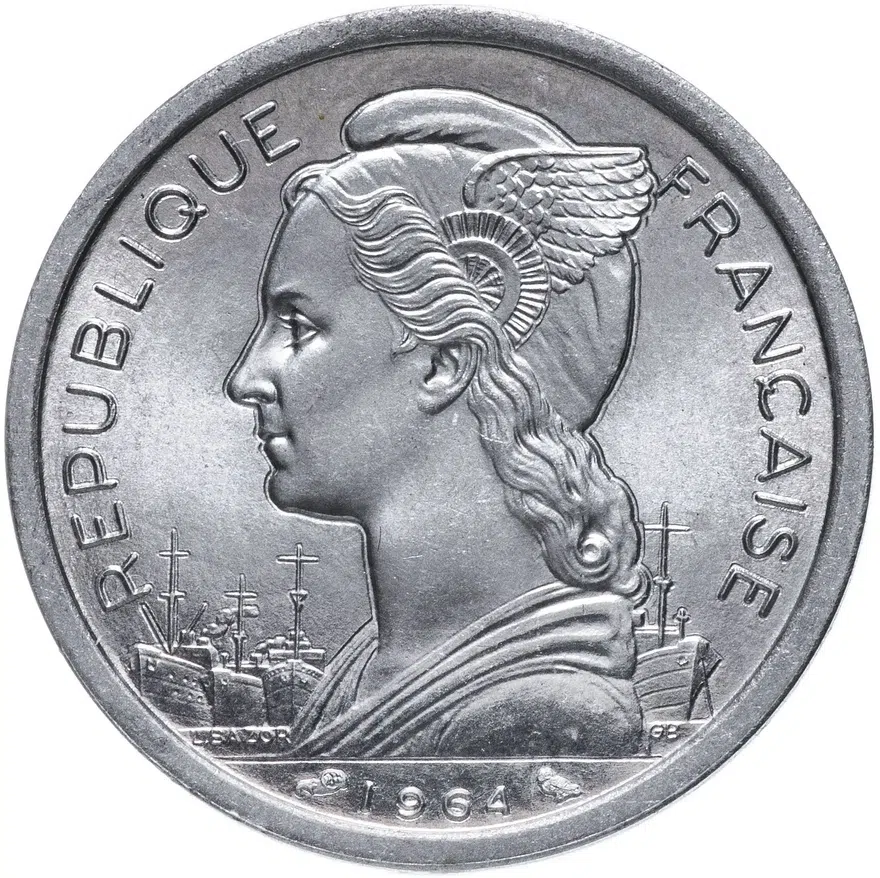 Коморские острова 2 франка (francs) 1964, реверс