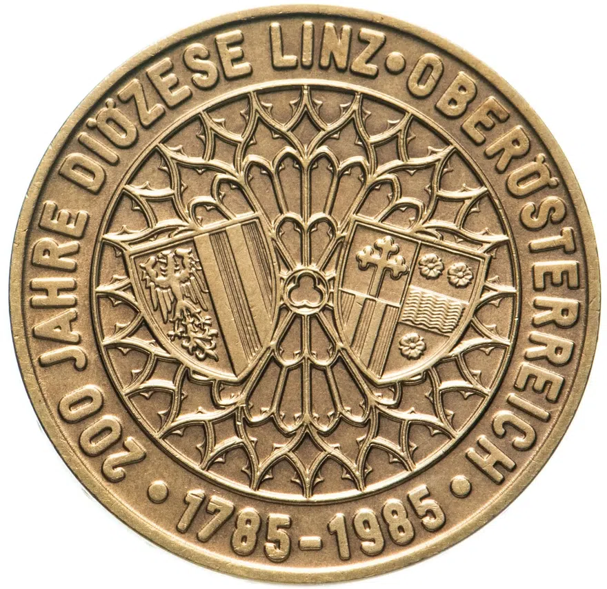 Австрия 20 шиллингов (shillings) 1991 "Башня Мартинстурм в Брегенце", реверс