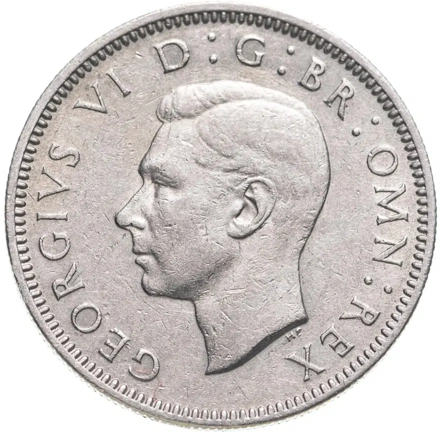 Великобритания 1 шиллинг (shilling) 1949  Шотландский шиллинг - лев, сидящий на короне, аверс