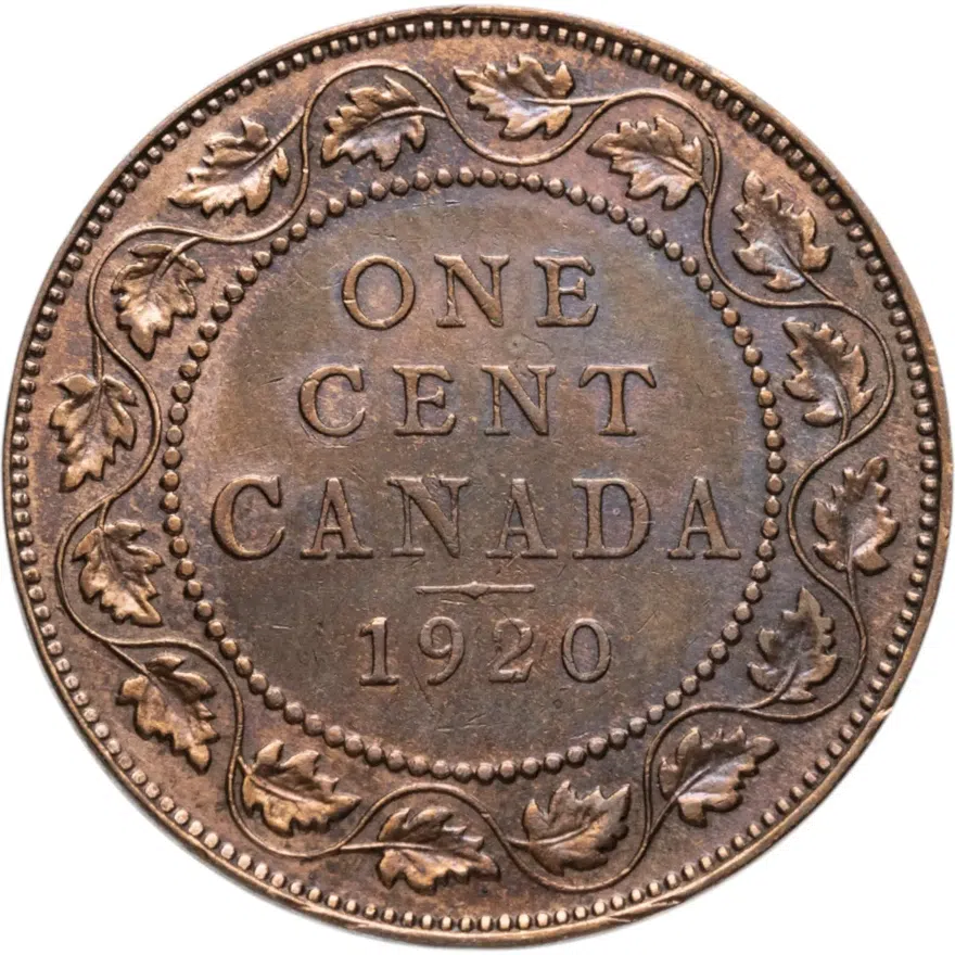 Канада 1 цент (cent) 1920   старый тип, аверс