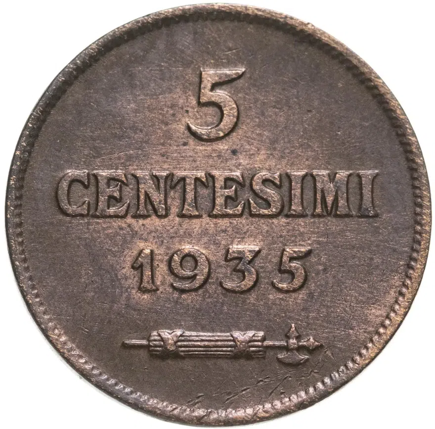 Сан-Марино 5 чентезимо (centesimi) 1935