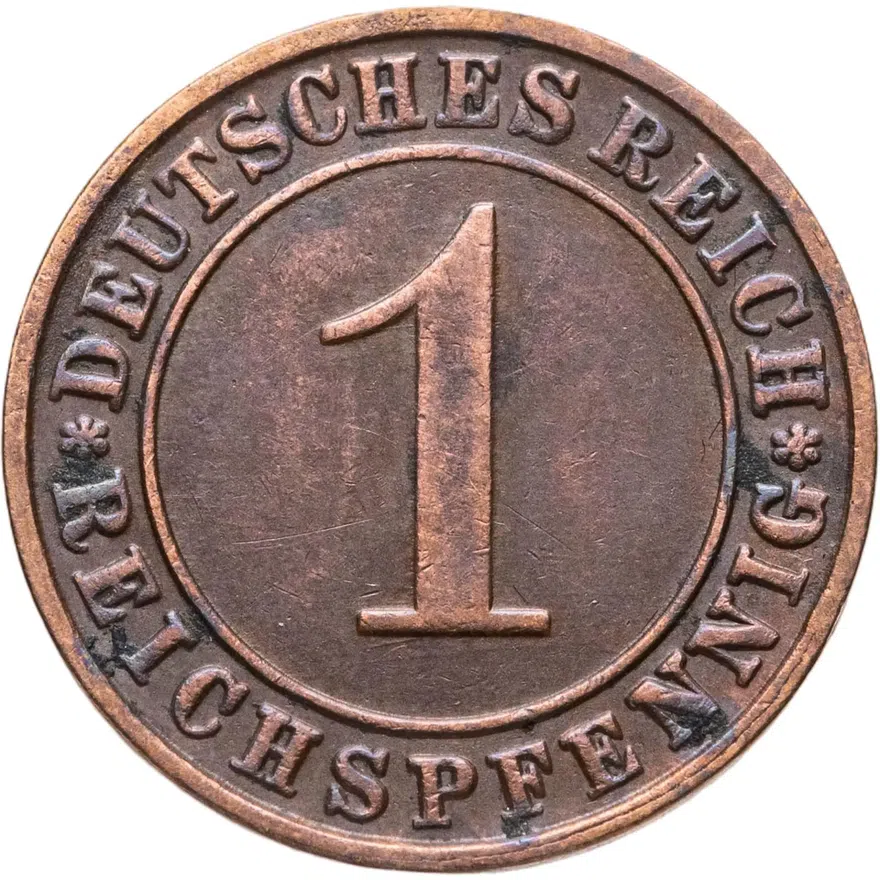 Германия 1 рейхспфенниг (reichspfennig) 1935 E  знак монетного двора "E" — Мульденхюттен