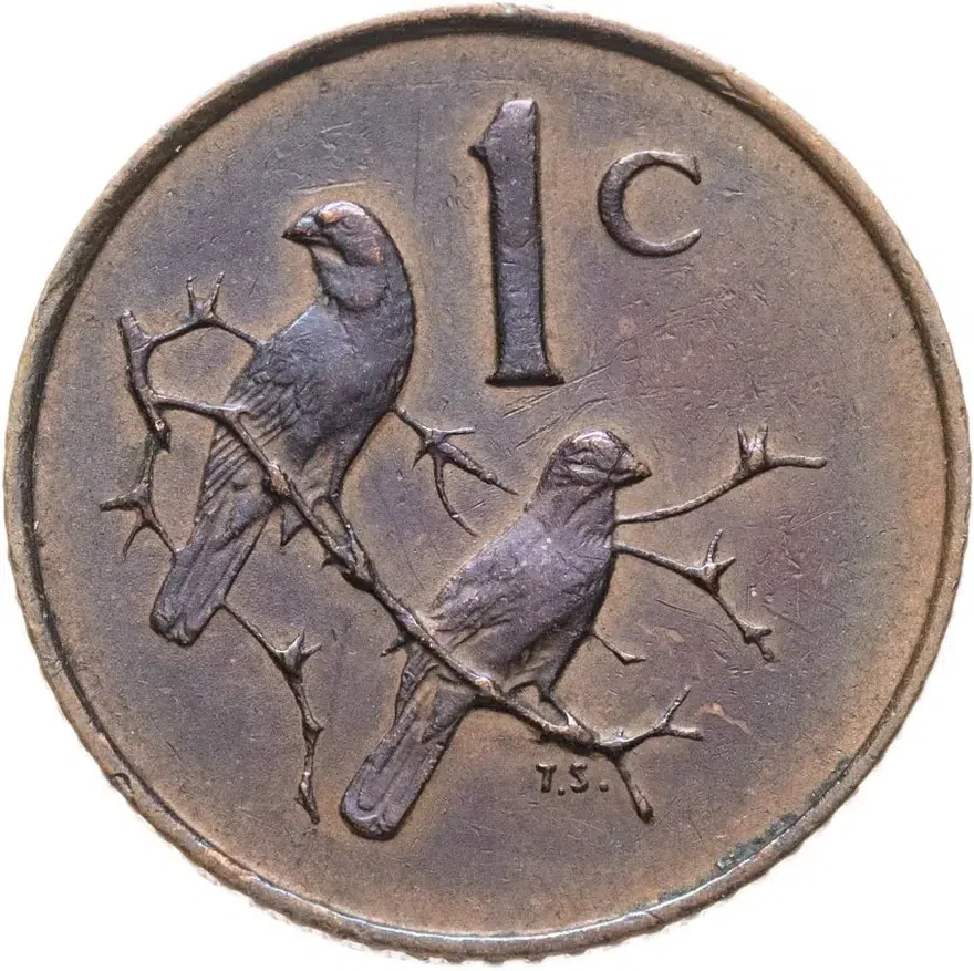 ЮАР 1 цент (cent) 1967  Надпись на английском языке - "SOUTH AFRICA", реверс