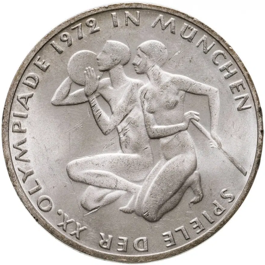 Германия  10 марок 1972 "XX летние Олимпийские Игры, Мюнхен 1972 - Спортсмены" F