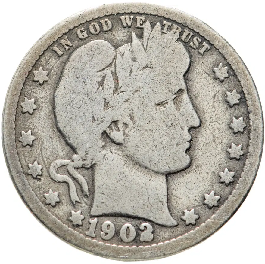 США 25 центов (квотер, 1/4 доллара, quarter dollar) 1902 Barber Quarter