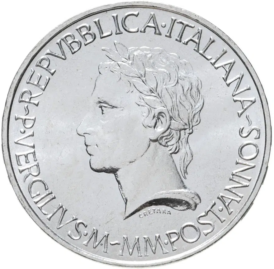 Италия 500 лир (lire) 1981  2000 лет со дня смерти Вергилия, реверс