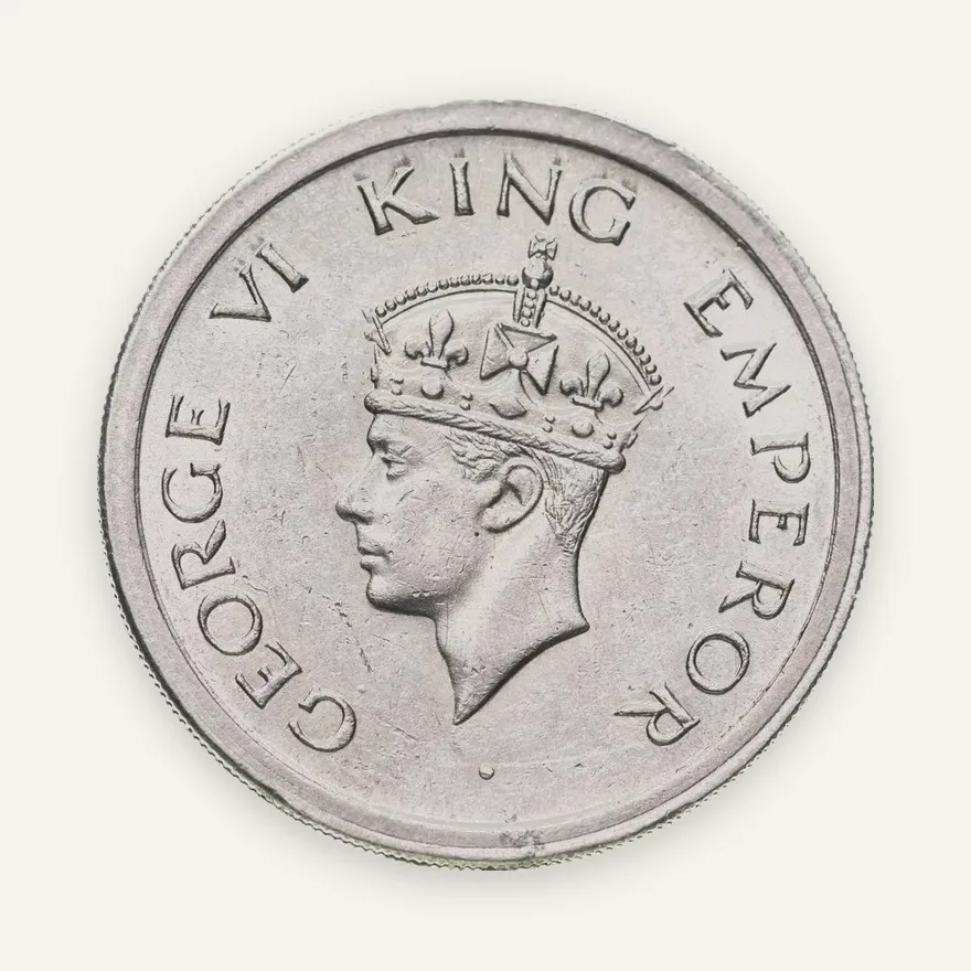 Индия (Британская) 1 рупия (rupee) 1947 знак монетного двора: "♦" - Бомбей, реверс