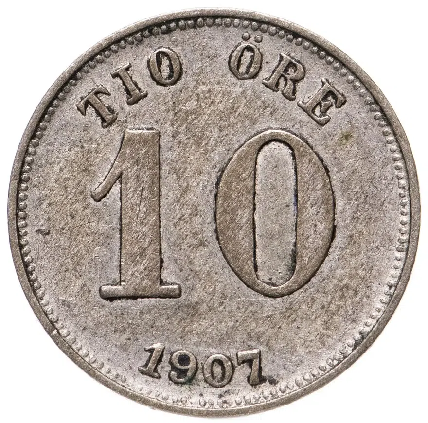 Швеция 10 эре 1907, реверс