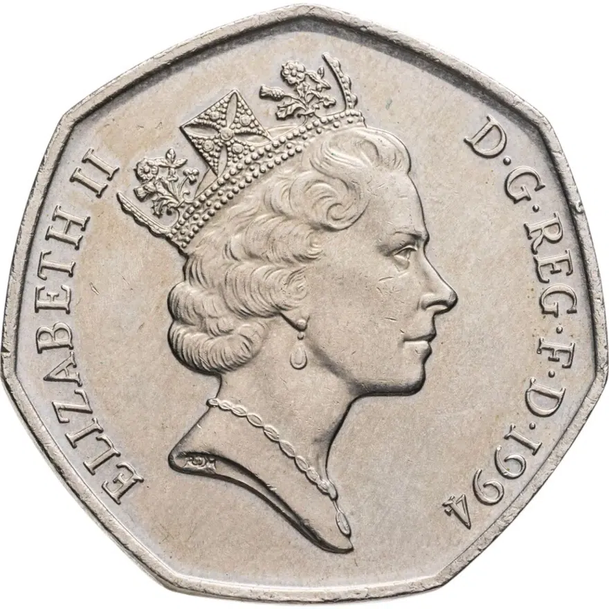 Великобритания 50 пенсов (pence) 1994 "50 лет высадки союзников в Нормандии", реверс