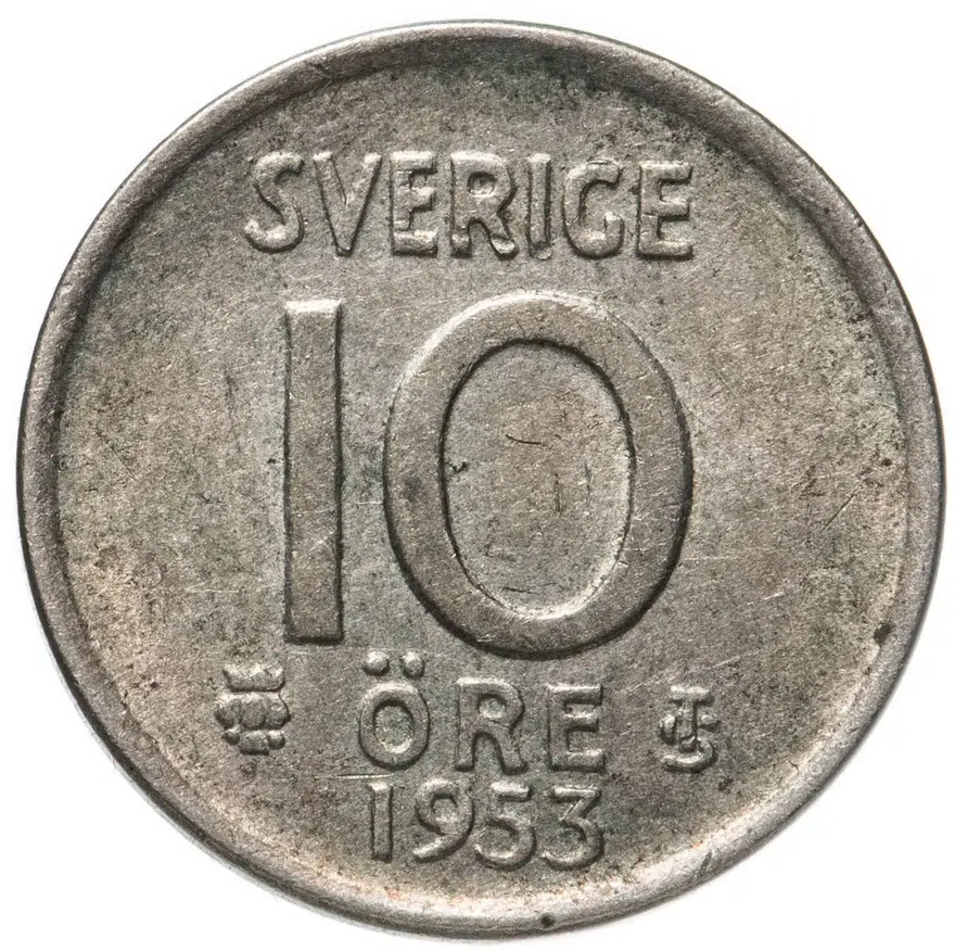 Швеция 10 эре (ore) 1953, аверс
