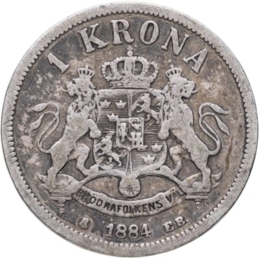 Швеция 1 крона (crown) 1884, реверс
