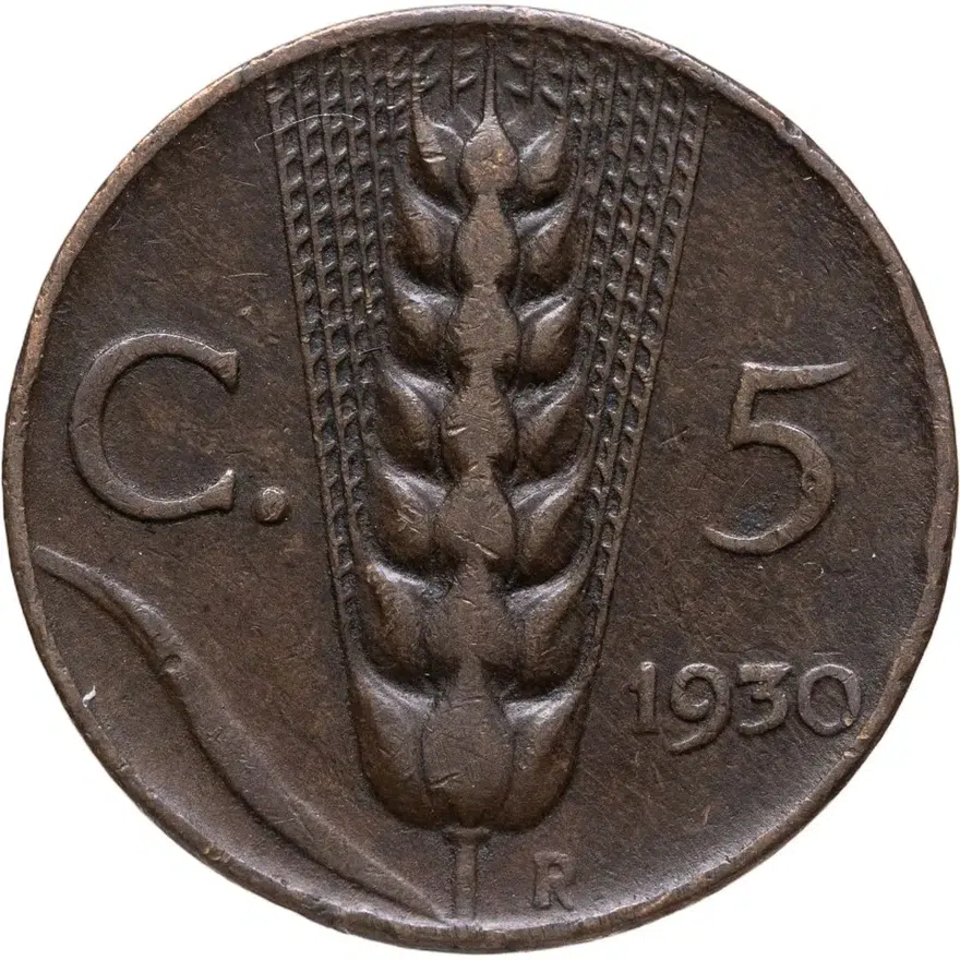 Италия 5 чентезимо (centesimi) 1930, аверс