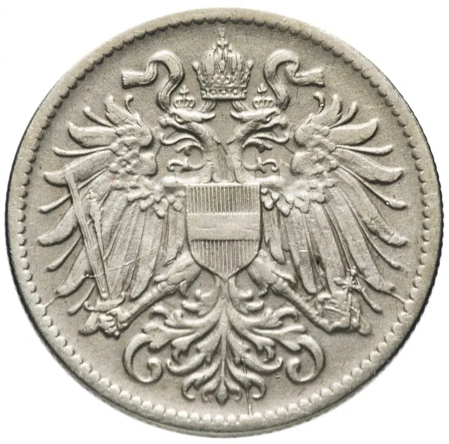 Австро-Венгрия 10 геллеров (heller) 1916, монета для Австрии, реверс