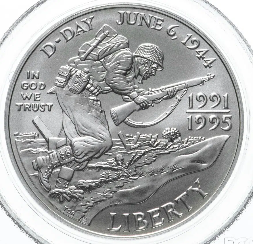 США 1 доллар (dollar) 1993 D 50 лет победы во Второй Мировой войне знак монетного двора: "D" - Денвер, аверс