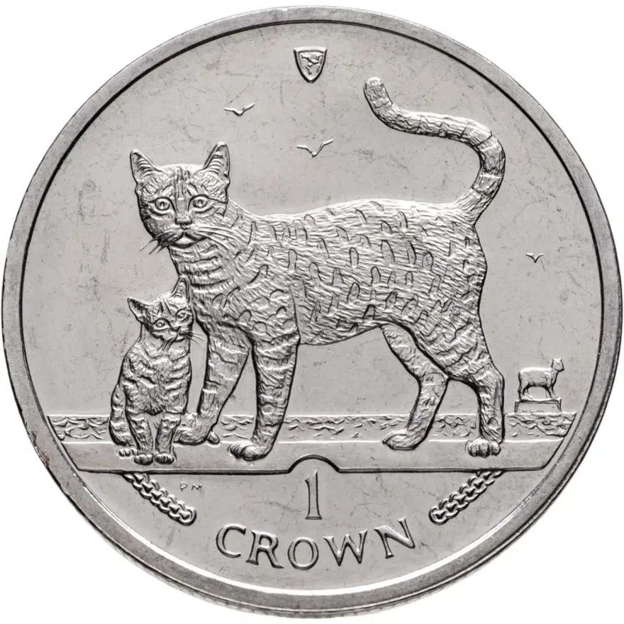 Остров Мэн 1 крона (crown) 2002 "Кошки - Бенгальская кошка", аверс
