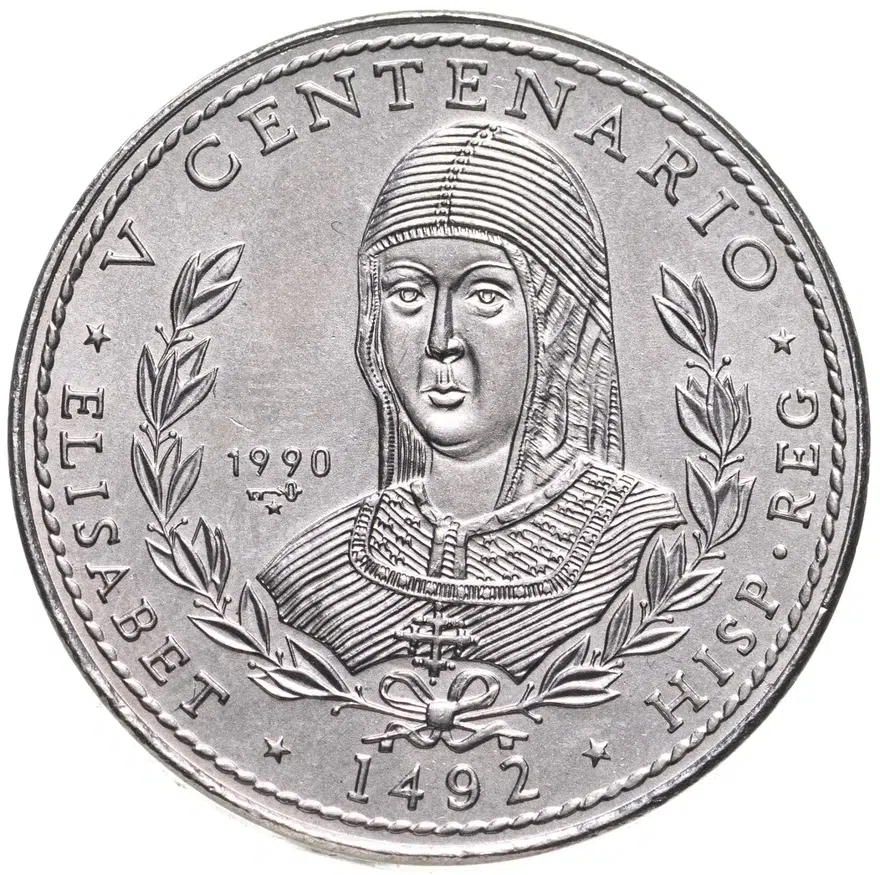 Куба 1 песо (peso) 1990  "500 лет открытию Америки. Изабелла I"