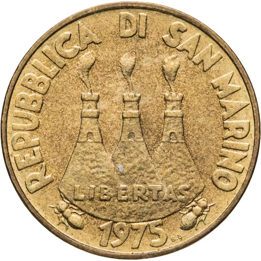 Сан-Марино 20 лир (lire) 1975  Любовь у животных, реверс