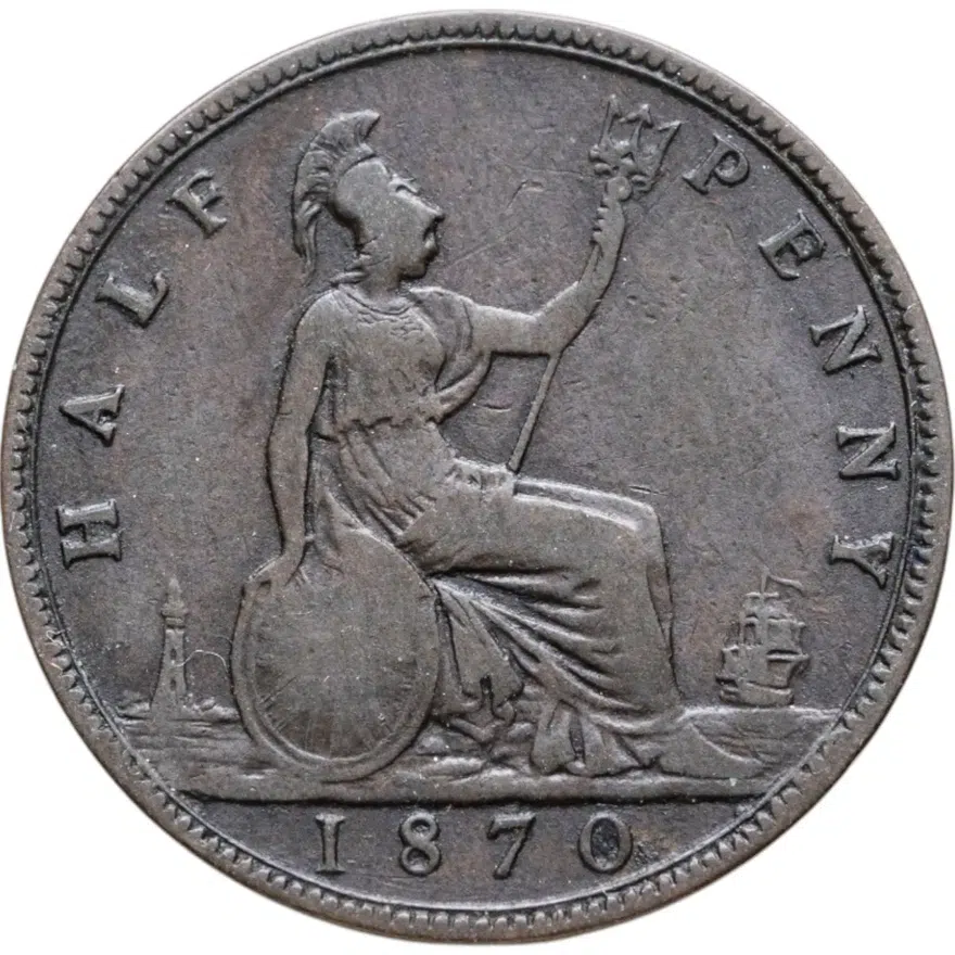 Великобритания 1/2 пенни (penny) 1870