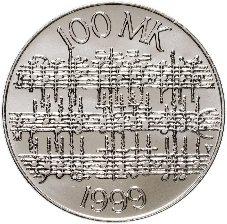 Финляндия 100 марок (markkaa) 1999  Ян Сибелиус, реверс