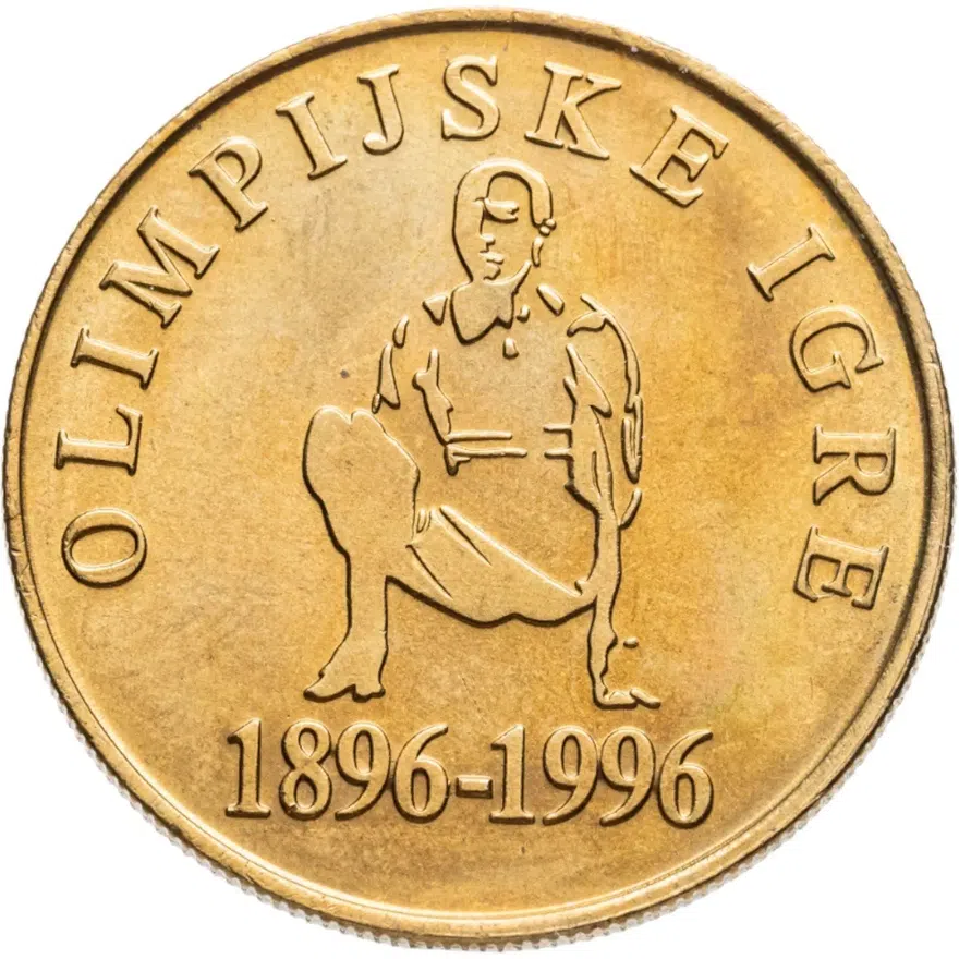 Словения 5 толаров (tolarjev) 1996 100 лет современным Олимпийским Играм, реверс