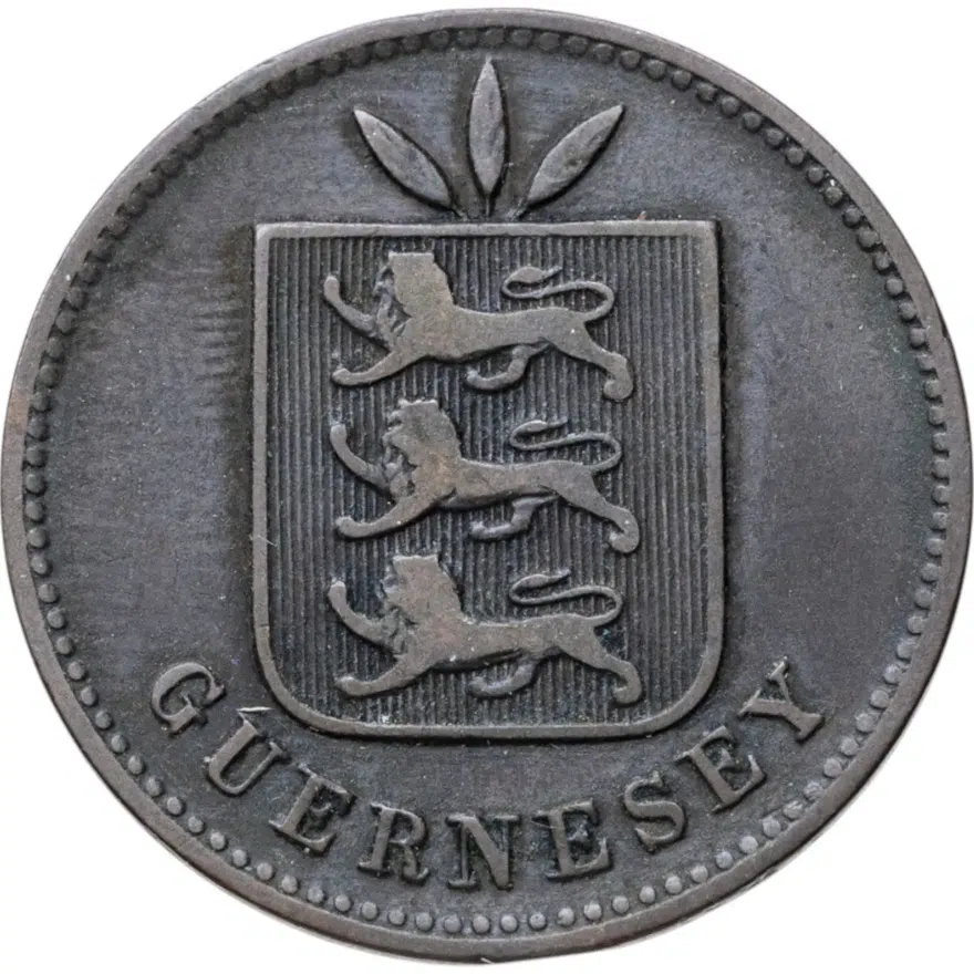 Гернси 4 дубля (doubles) 1910, реверс