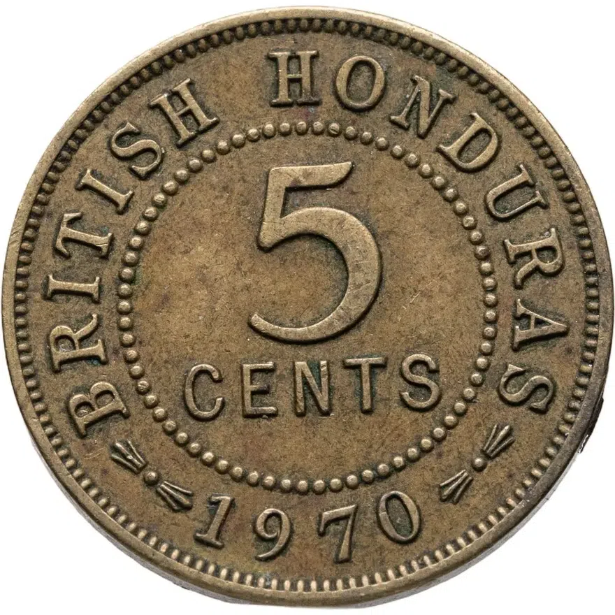Британский Гондурас 5 центов (cents) 1970