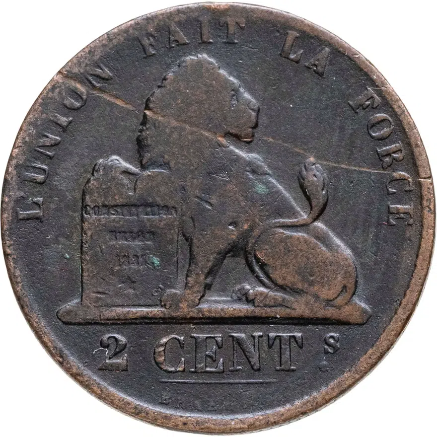Бельгия 2 сантима (centimes) 1856, реверс