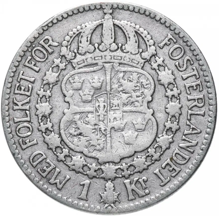Швеция 1 крона 1910, реверс