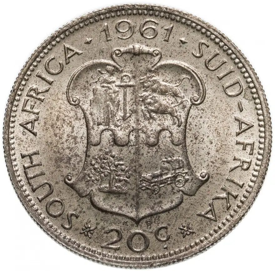 ЮАР 20 центов (cents) 1961, реверс