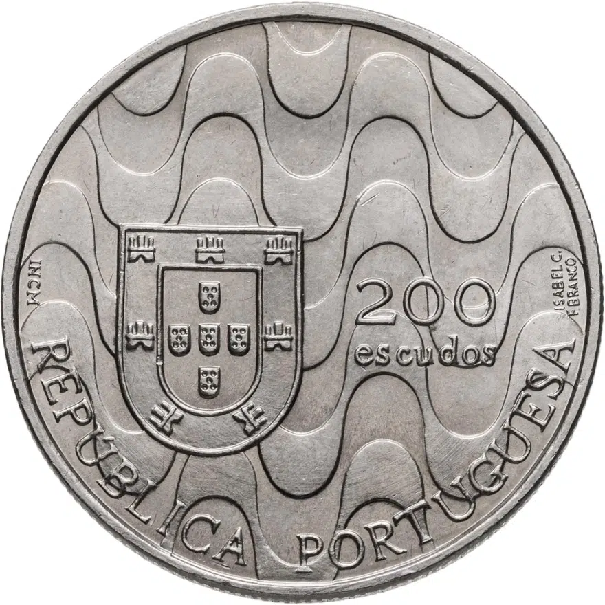 Португалия 200 эскудо (escudos) 1992  Председательство Португалии в Евросоюзе, реверс