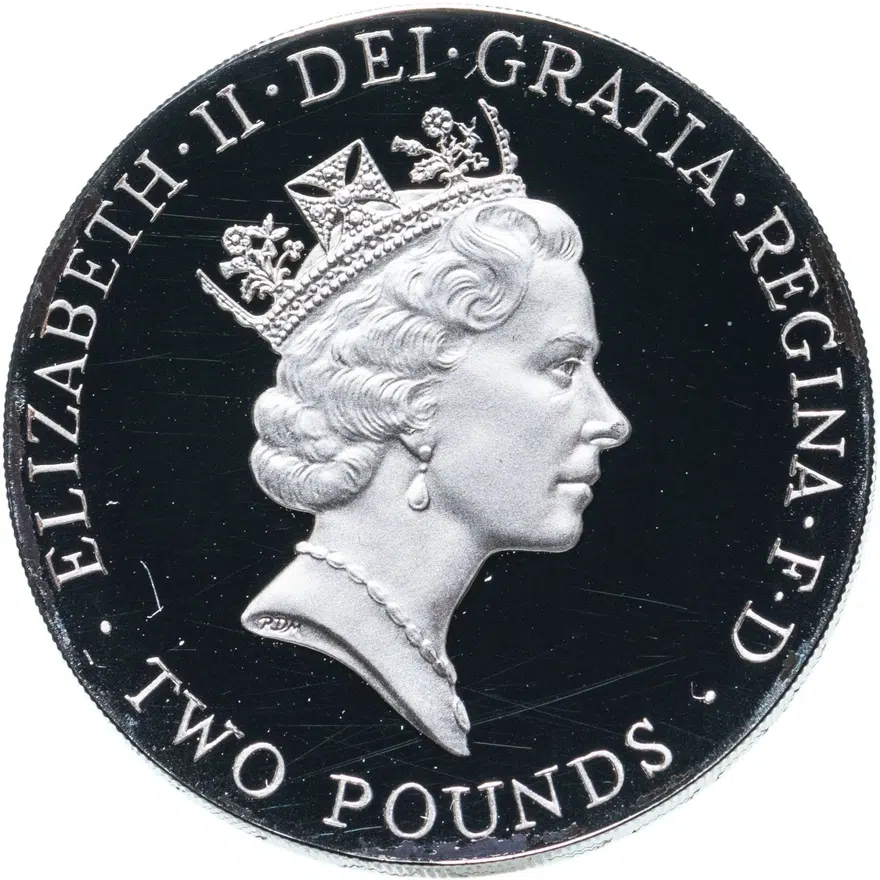 Великобритания 2 фунта (pounds) 1996  Euro'96 Футбольный чемпионат, реверс