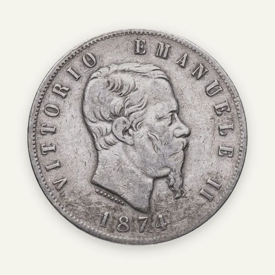 Италия 5 лир 1874