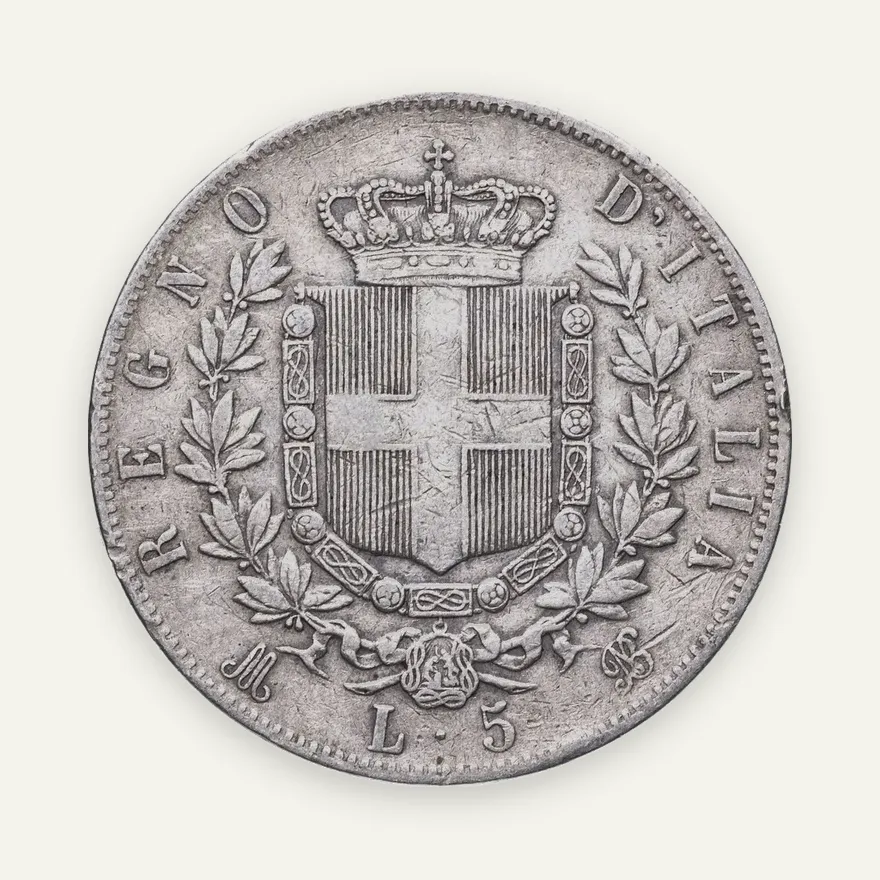 Италия 5 лир 1874, реверс