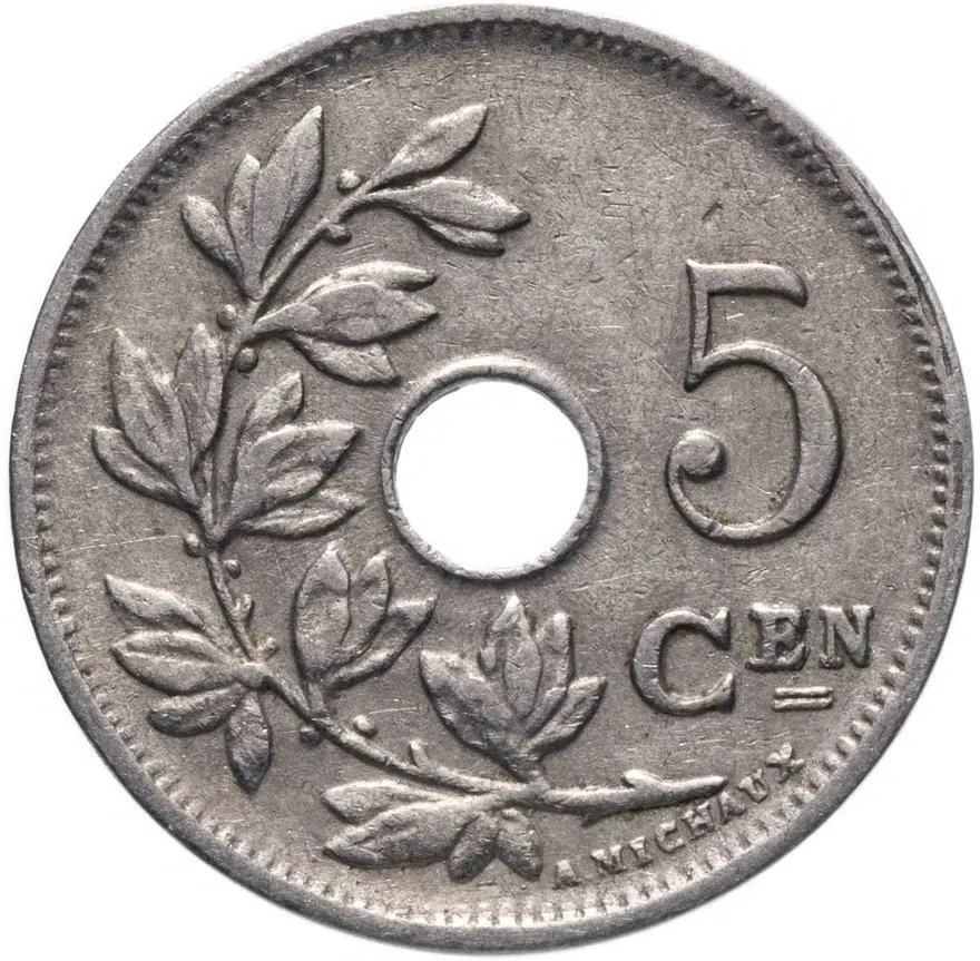 Бельгия 5 сантимов 1910-1932 надпись на голландском