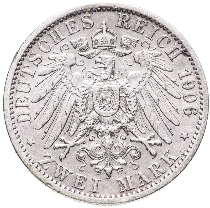 Германская Империя, Пруссия 2 марки 1906 А, реверс