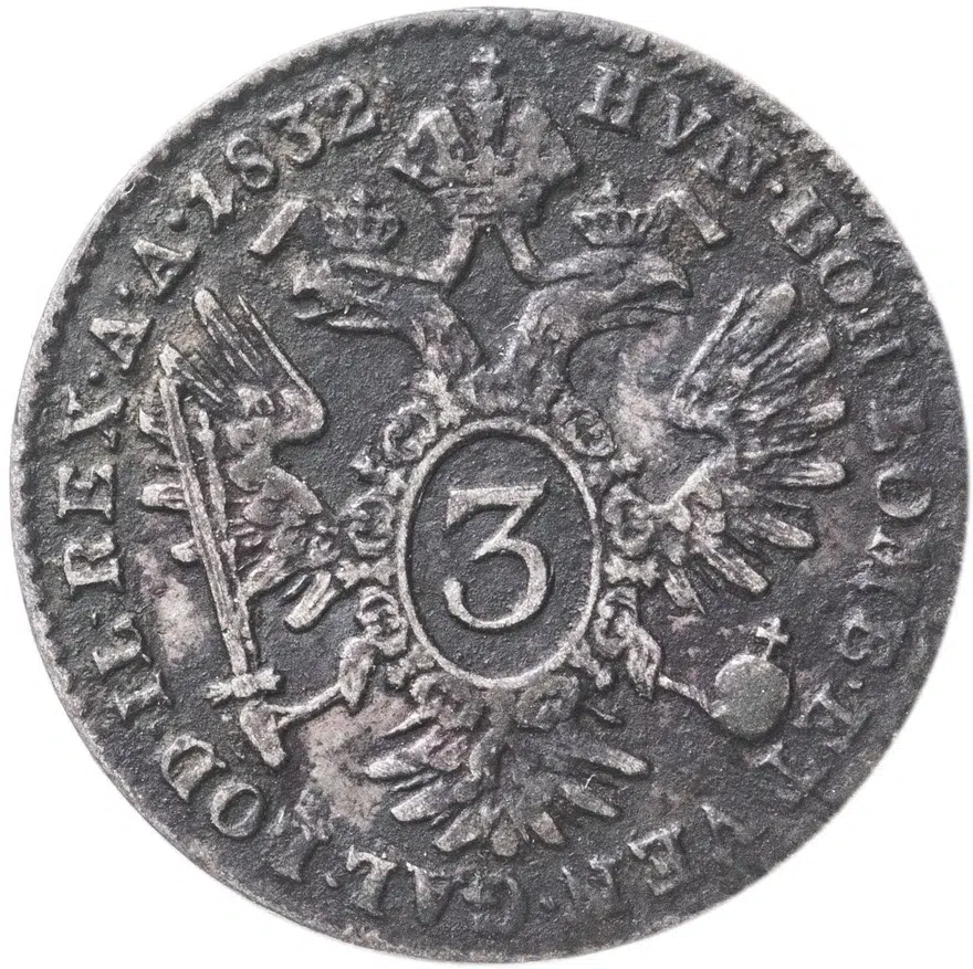 Австрия 3 крейцера (kreutzer) 1832