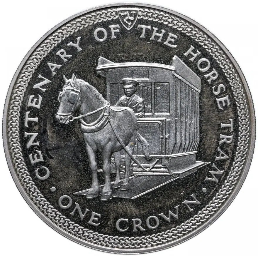 Остров Мэн 1 крона (crown) 1976  100 лет Конной железной дороге