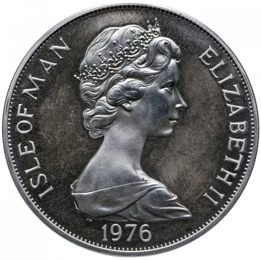 Остров Мэн 1 крона (crown) 1976  100 лет Конной железной дороге, реверс