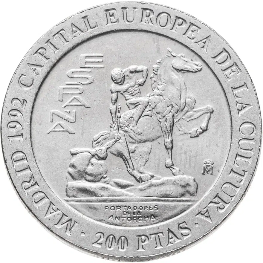 Испания 200 песет (pesetas) 1992   "Мадрид – культурная столица Европы / Всадник", реверс