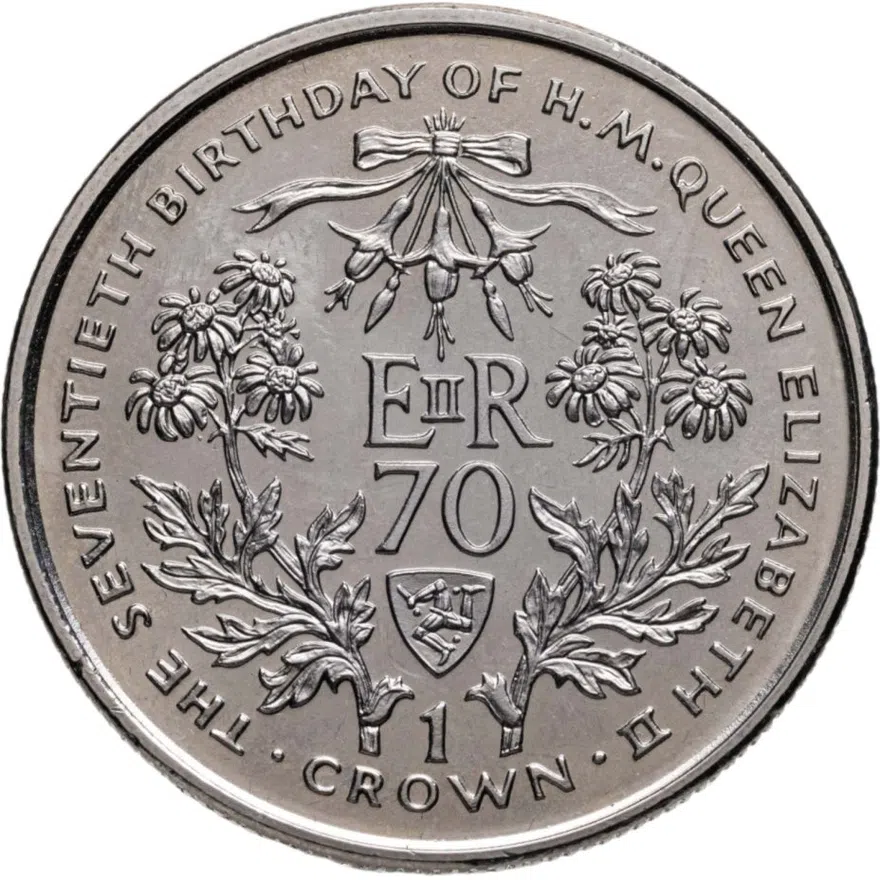 Остров Мэн 1 крона (crown) 1996  70 лет со дня рождения Королевы Елизаветы II, аверс