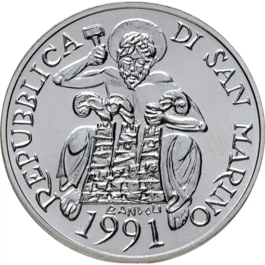Сан-Марино 500 лир (lire) 1991  XXV летние Олимпийские Игры, Барселона 1992, реверс